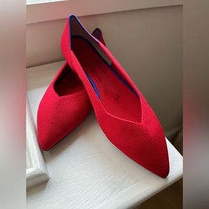 SOLD!! Red Poppy Fabric Flats